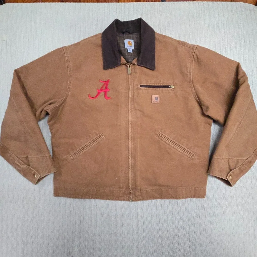 Carhartt Alabama Crimson Tide Jacket Mens XL Blanket Lined Detroit Duck Canvas
